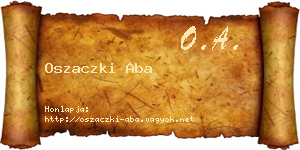 Oszaczki Aba névjegykártya